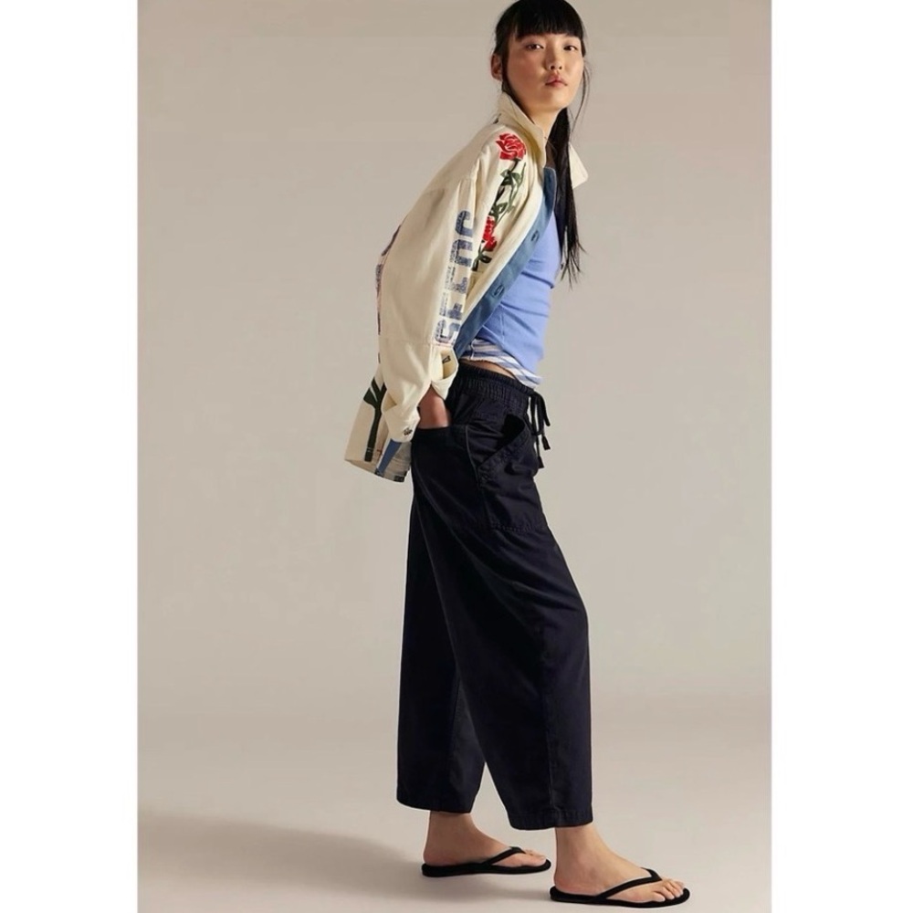 NWOT Free People Womens Easy Peasy Wide Leg Pull On Drawstring Pants Size XS